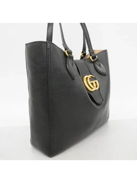 Gucci Tote GG Marmont Leather Black Gold - Picture 2 of 10